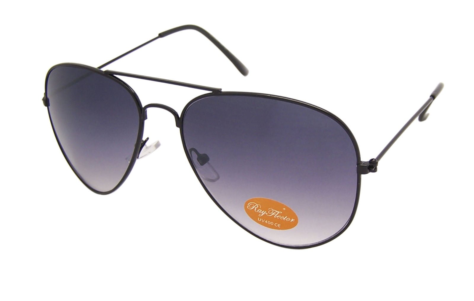 Black Frame Black Gradient Lens Aviator Sunglasses Medium Size Rayflector UK LTD